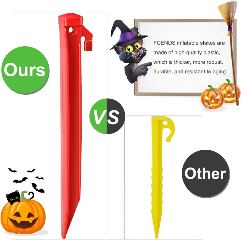 FCENDS Plastic Inflatable Stakes Set for Halloween Christmas Holiday Inflatables Garden Decorations, Include 12PCS Inflatable Tent Stakes, 12Pcs of Hooks, and 65.5 FT Rope - Image 3